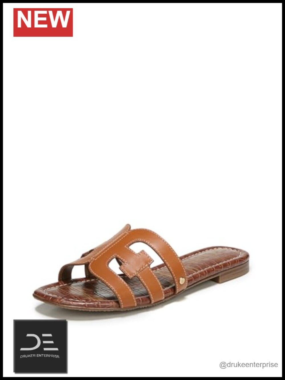 Leather Slide Sandals Slip On Flat Heels Wedge Summer